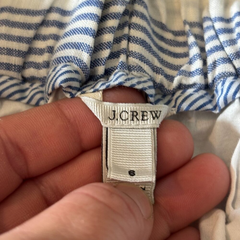 J Crew Womens Skirt Size 6 Nautical Stripe 100% Linen Pull On Beach Preppy 18584 - Picture 7 of 10